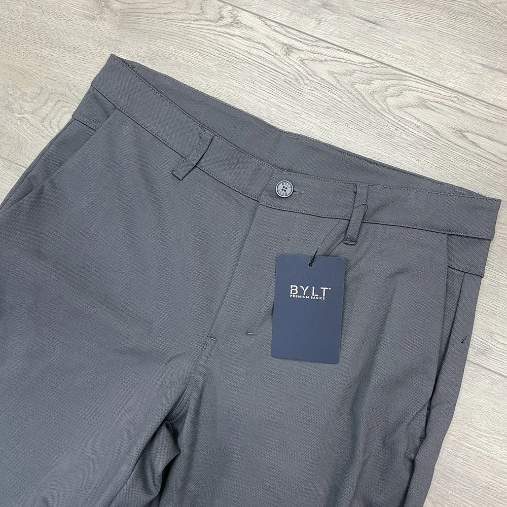 Bylt Basics Everyday Pant 2.0 Textured Gray Men Sz 33 Casual NEW